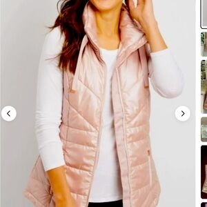 Rose gold pink puffer vest, Maurice’s, XS